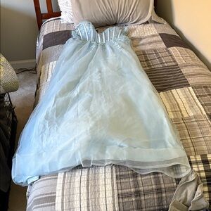 Elegant Blue Strapless Prom Dress